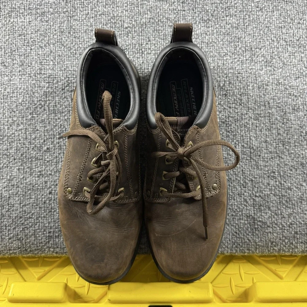 Skechers Relaxed Fit Shoes Mens Size 12 Brown Leather Lace Up Casual SN 64260